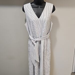 Calvin Klein Black and White Striped Jumpsuit
